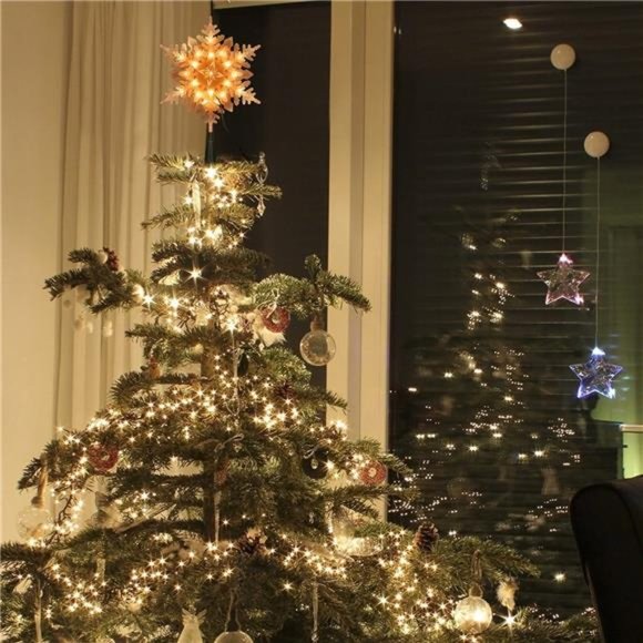 9.25 Inches | Lighted Christmas Treetop with 20 Warm White Lights | 120V - Picture 6 of 6